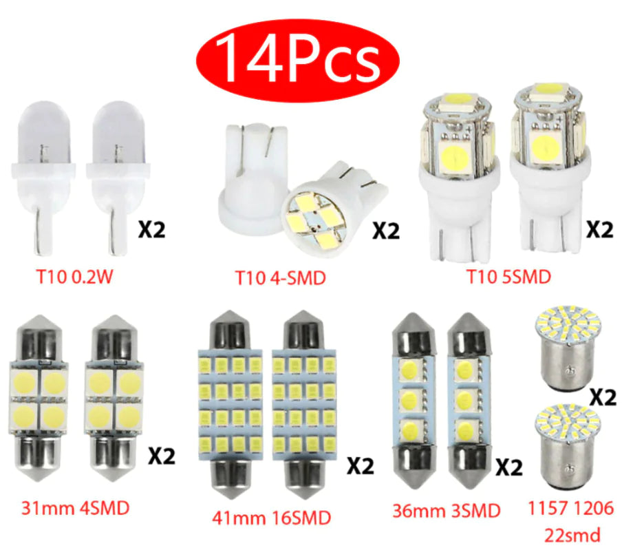 14PCS LED Car Interior Light Kit